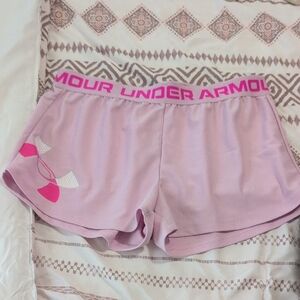 Under Armour Light Lavender Athletic Shorts with Hot Pink Waistband